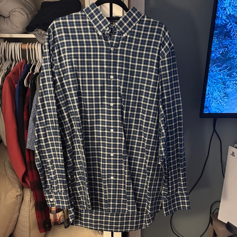 Nordstrom Blue and White Plaid Men's Shirt